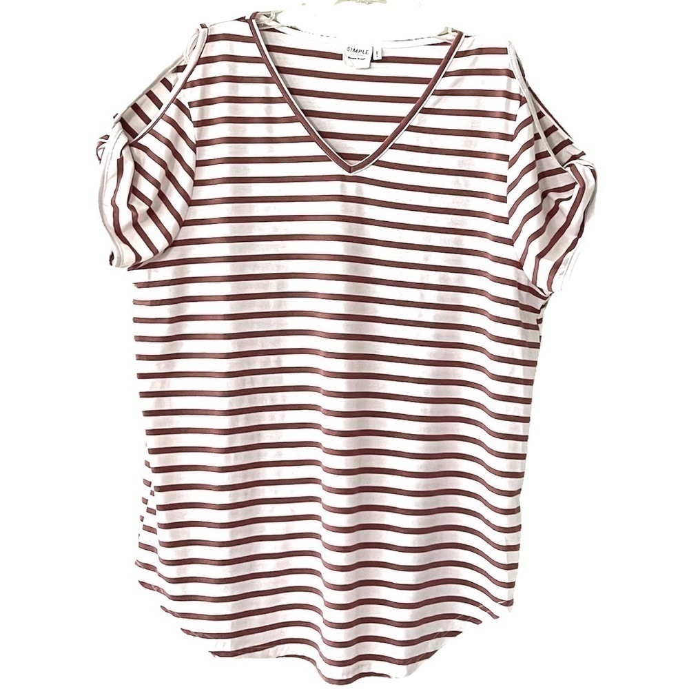 Simple Suzanne Betro Striped Cold Shoulder Top Size Small